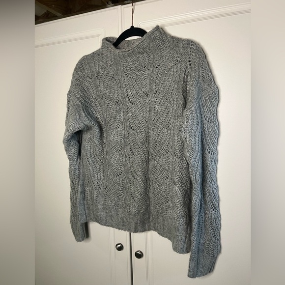 J. Crew pointelle Cableknit sweater alpaca blend - Picture 3 of 10